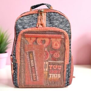 Girls Coral Sporty Backpack 16” + 12 Pc Stationery Set